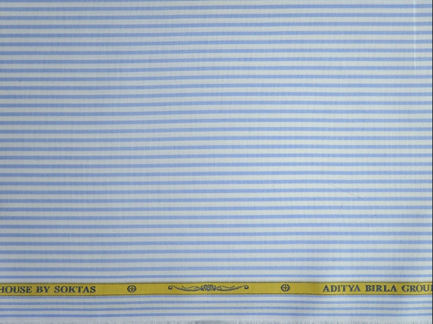 Soktas Giza Cotton Striped Shirt Fabric (White & Blue) - Image 2