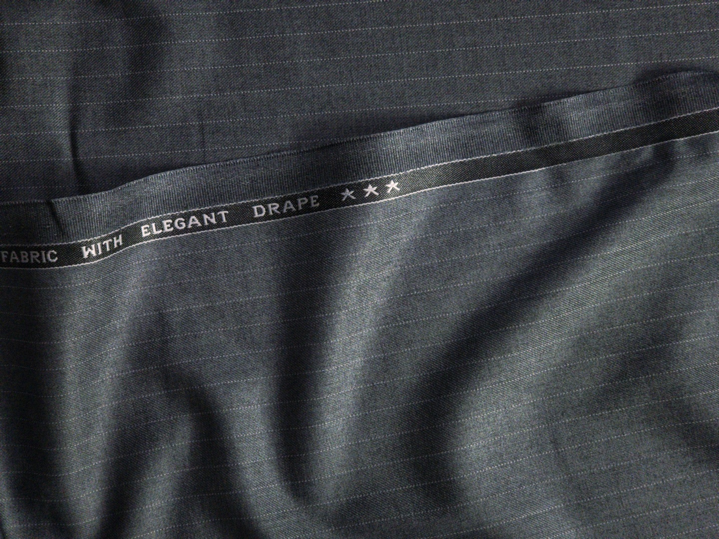 Raymond Men's Stripe Polyester Viscose Suiting Fabric (Charcoal Grey With Thin White Stripe) - Image 2