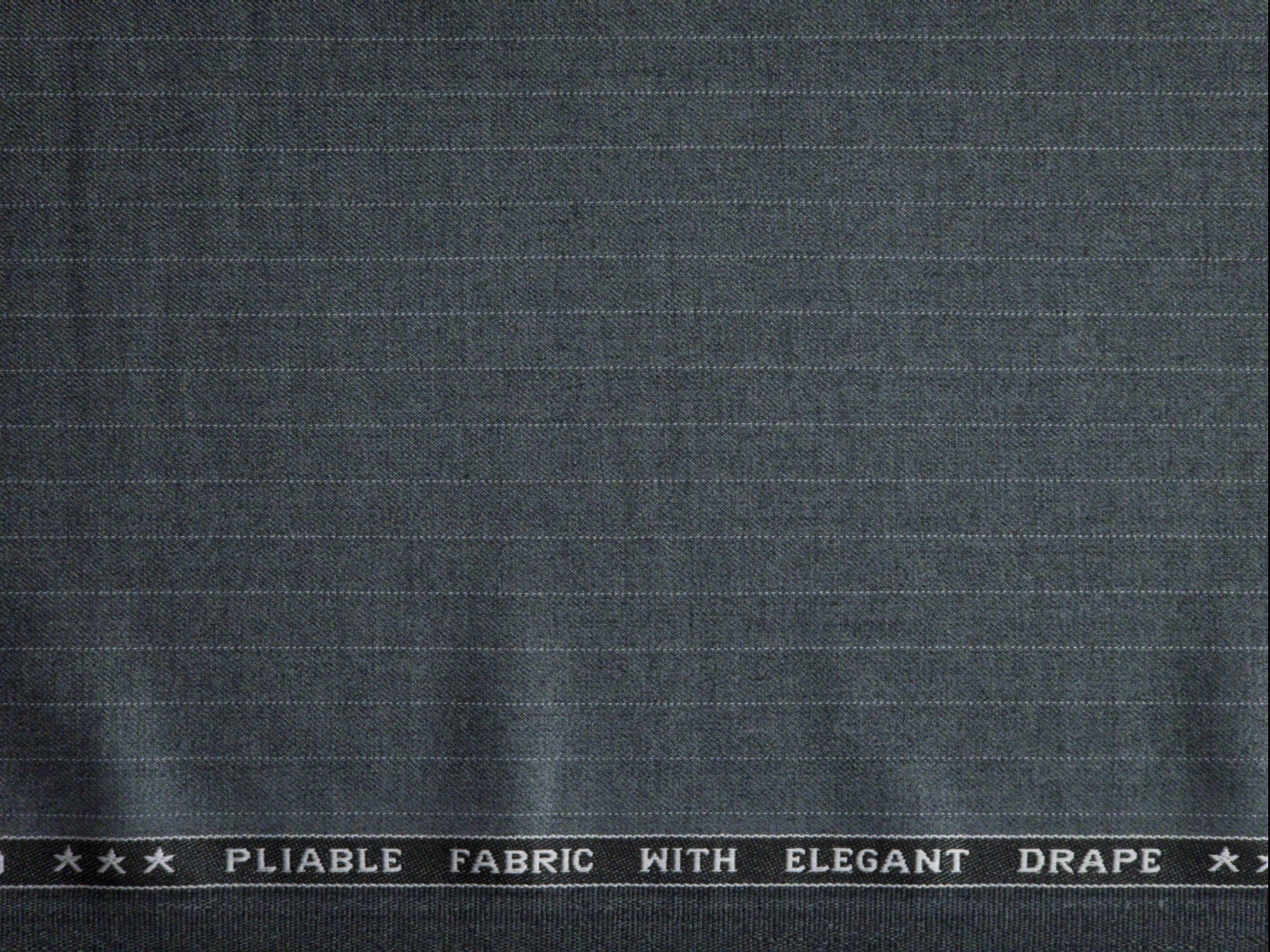 Raymond Men's Stripe Polyester Viscose Suiting Fabric (Charcoal Grey With Thin White Stripe)