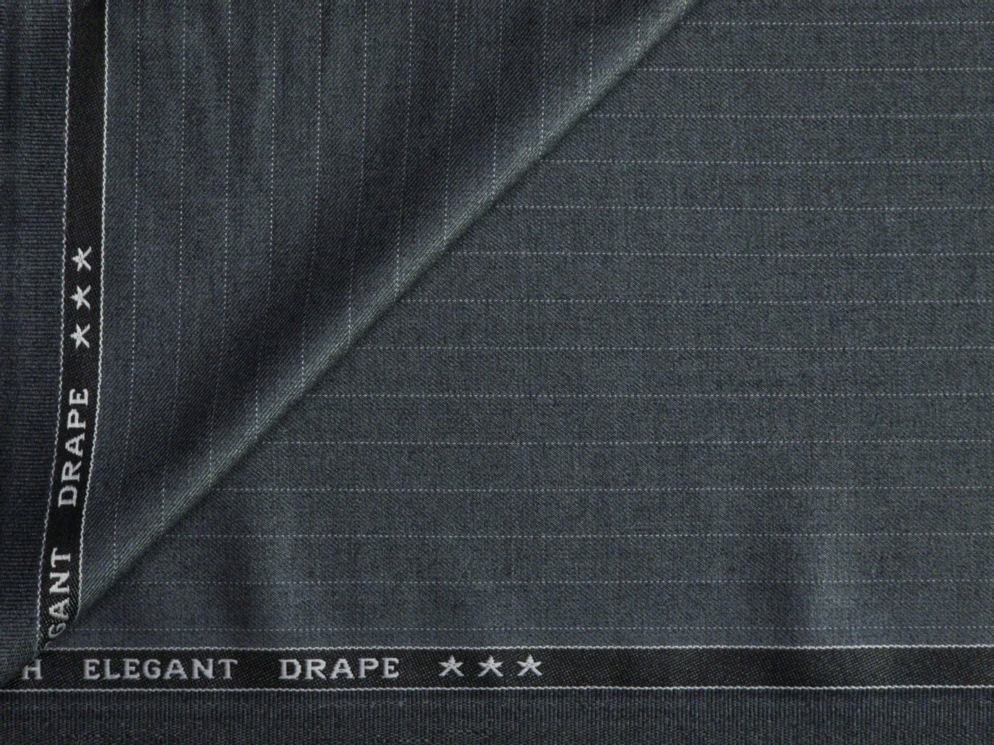 Raymond Men's Stripe Polyester Viscose Suiting Fabric (Charcoal Grey With Thin White Stripe) - Image 4