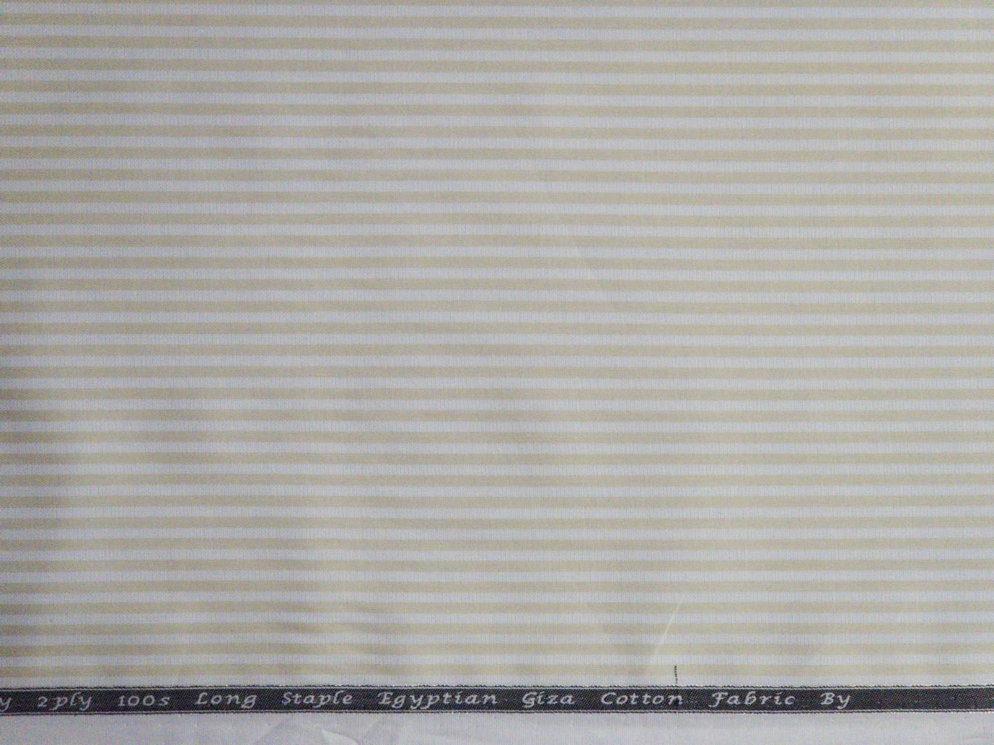 Manhattan Fabricano 2 Ply 100s Egyptian Giza Cotton Shirting Fabric (White & Sandstone Beige) - Image 2