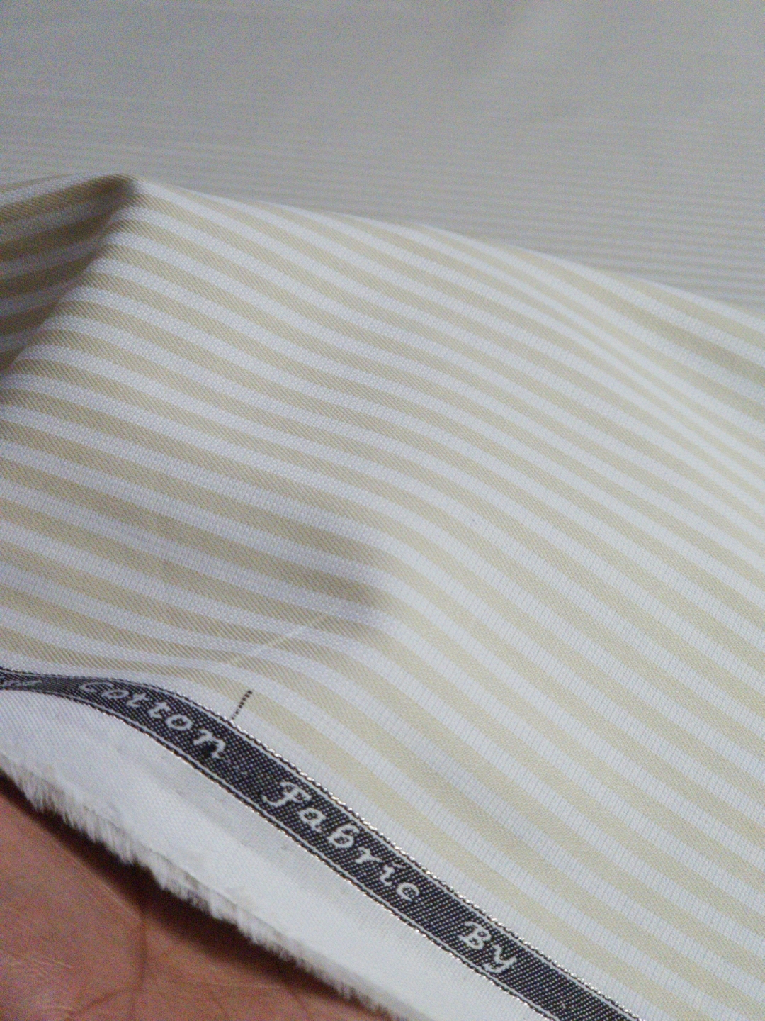 Manhattan Fabricano 2 Ply 100s Egyptian Giza Cotton Shirting Fabric (White & Sandstone Beige) - Image 3