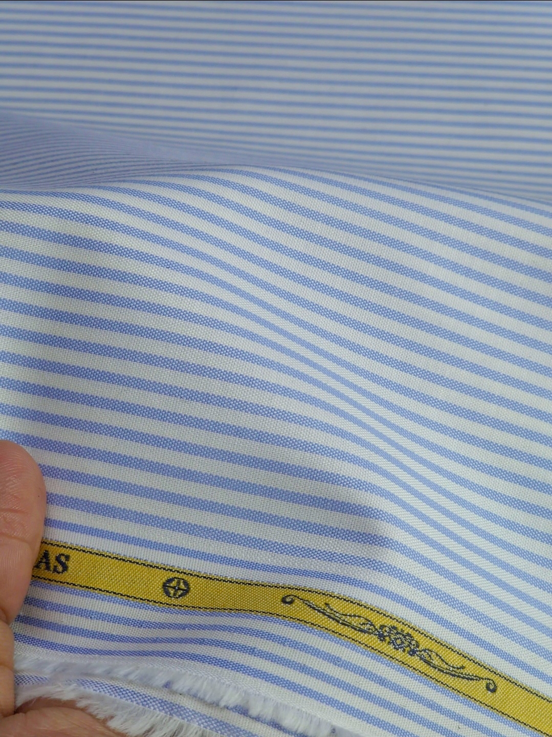 Soktas Giza Cotton Striped Shirt Fabric (White & Blue) - Image 3