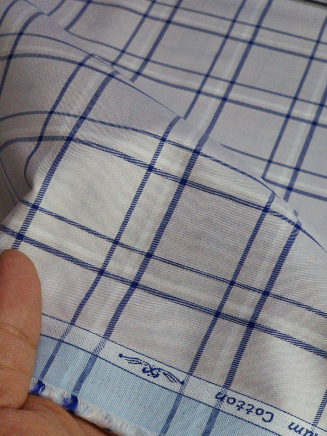 Arvind 100% Cotton Checks Shirting Fabric (Pale Lilac & Blue) - Image 4