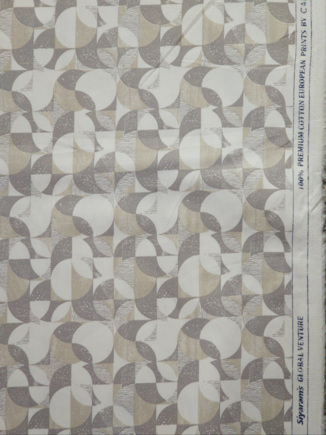 Cadini Cotton Rich Digital Print Shirt Fabric (White, Grey, Bone Beige)