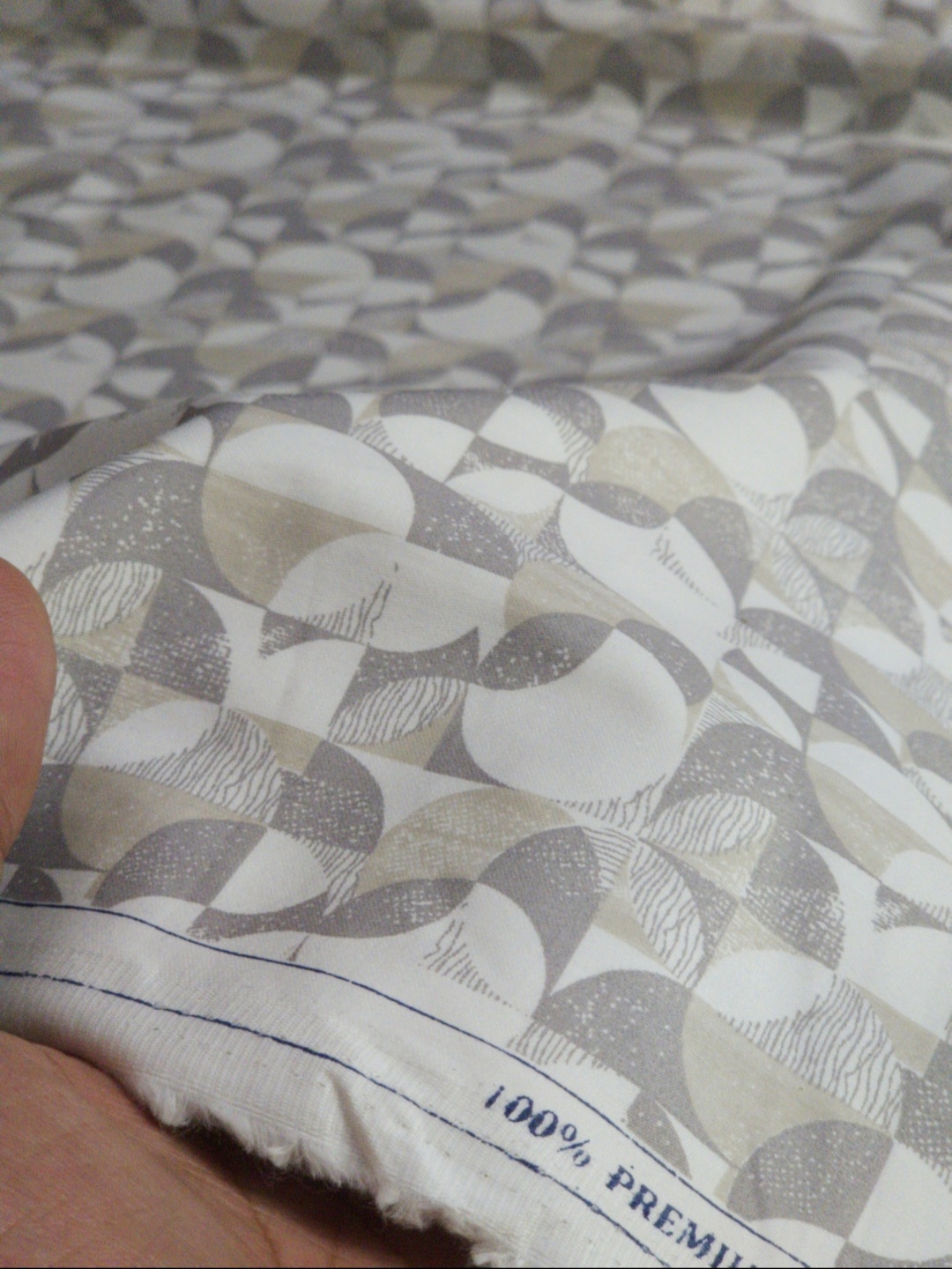 Cadini Cotton Rich Digital Print Shirt Fabric (White, Grey, Bone Beige) - Image 2