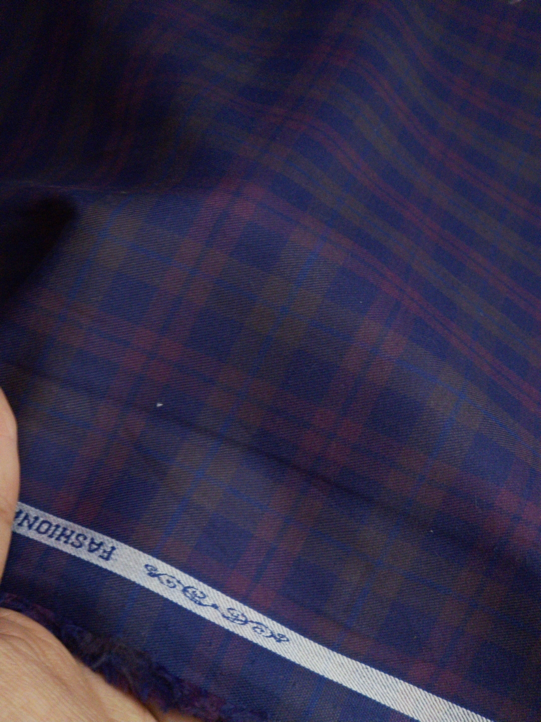 Arvind 100% Cotton Check Shirt Fabric (Dark Blue & Pale Red) - Image 3