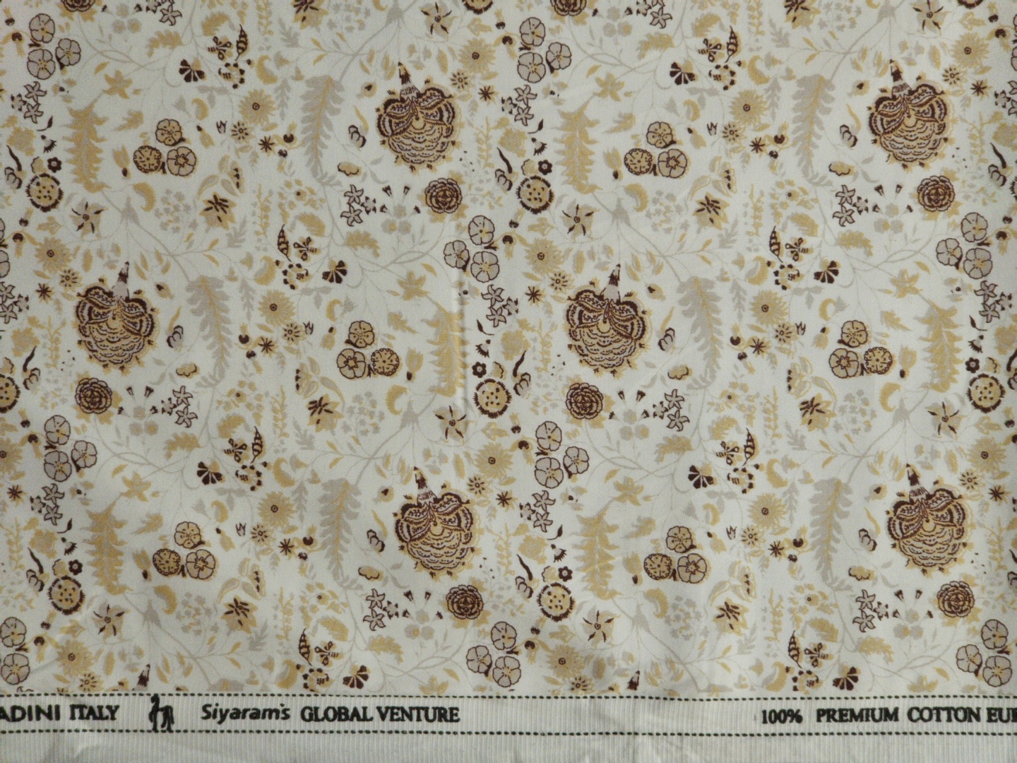 Cadini Cotton Rich Abstract Print Shirt & Kurta Fabric (Off White & Golden Brown) - Image 3