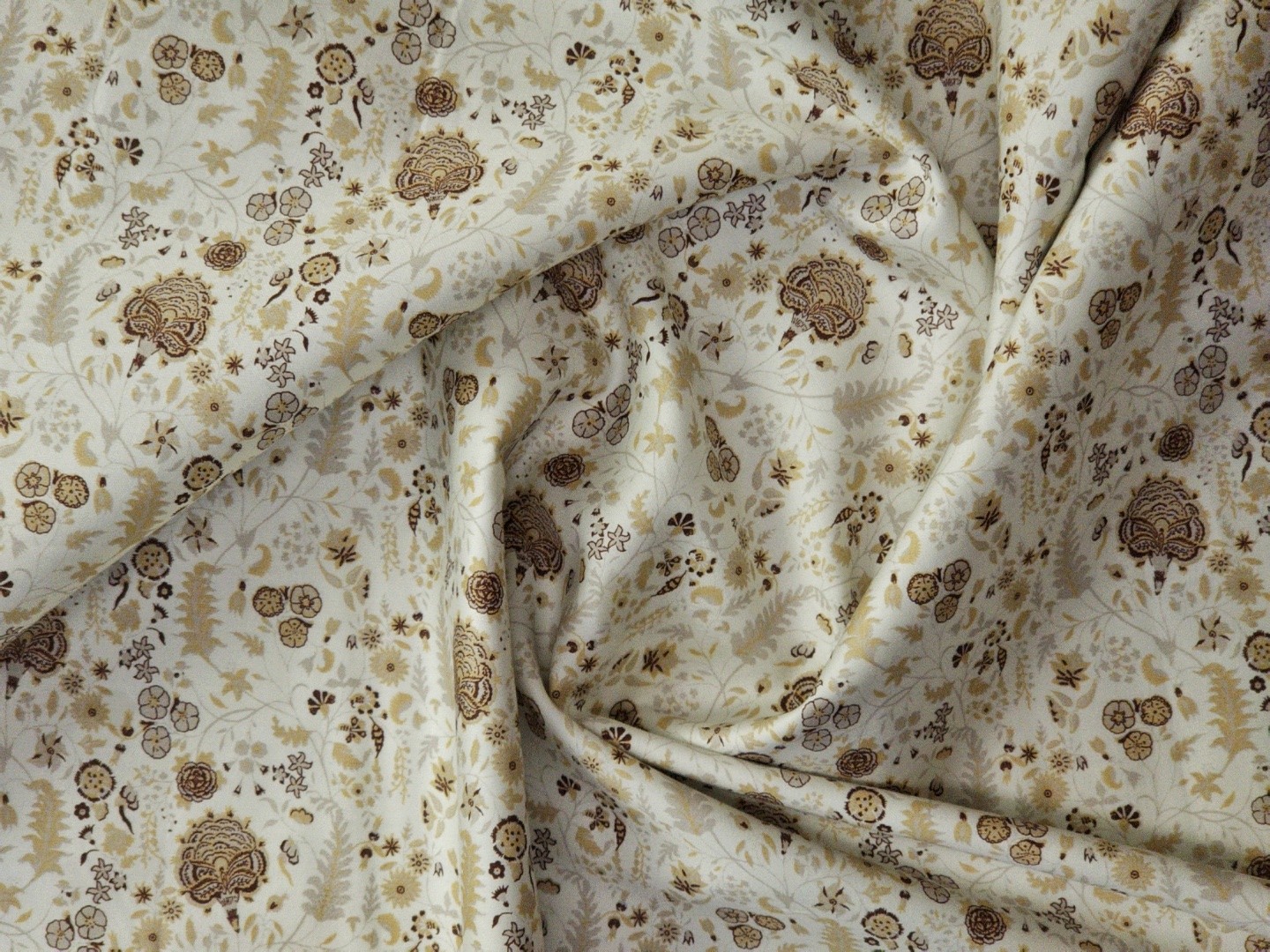 Cadini Cotton Rich Abstract Print Shirt & Kurta Fabric (Off White & Golden Brown) - Image 4