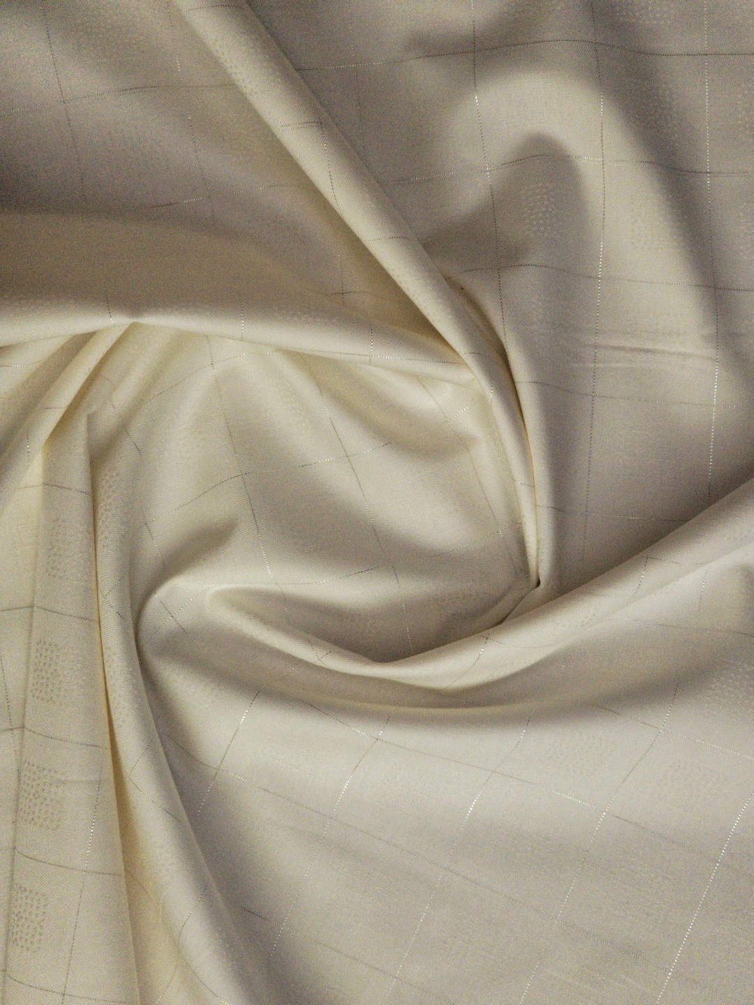 Baruche 100% Cotton Self Design Shirt & Kurta Fabric (Butter Cream) - Image 2
