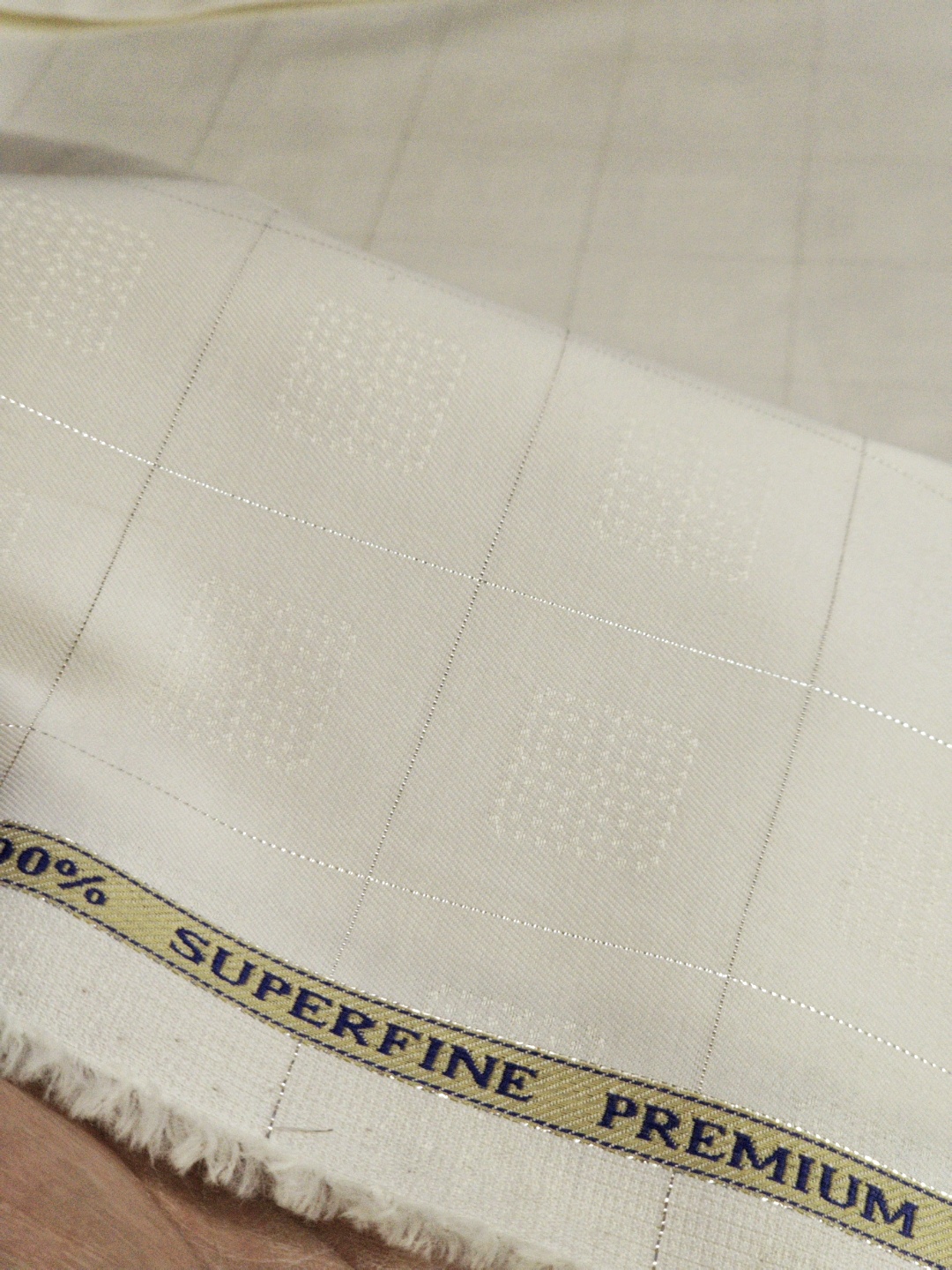 Baruche 100% Cotton Self Design Shirt & Kurta Fabric (Butter Cream) - Image 3