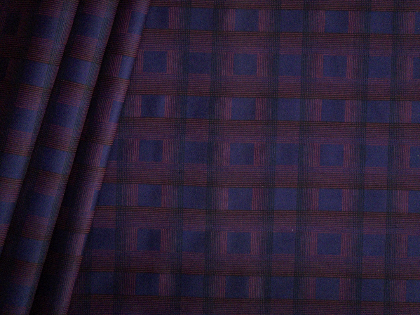 Arvind 100% Cotton Wine & Navy Blue Checks Shirting Fabric