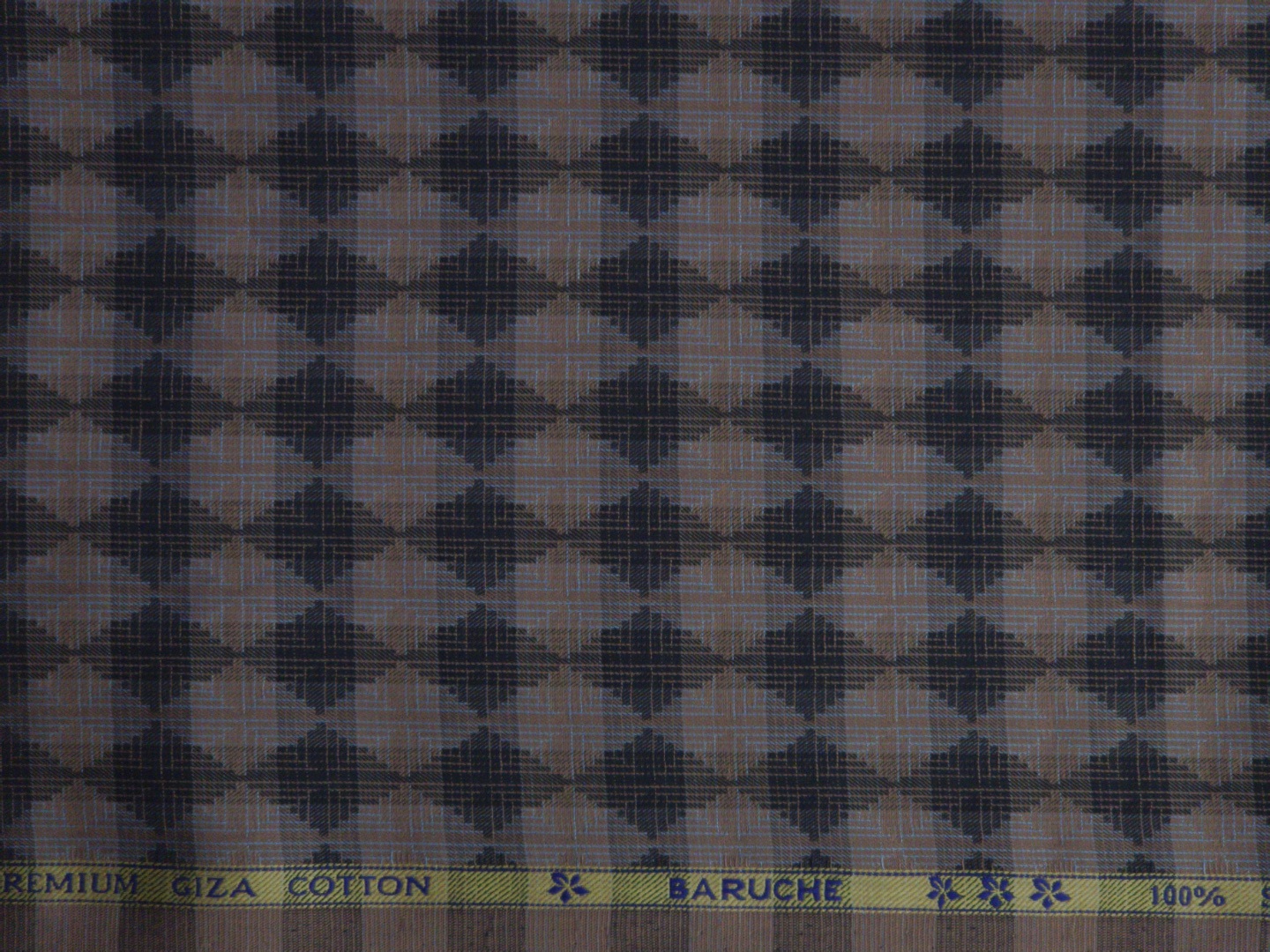 Baruche Abstract Pattern Cotton Shirting Fabric (Chestnut Brown & Dark Blue)