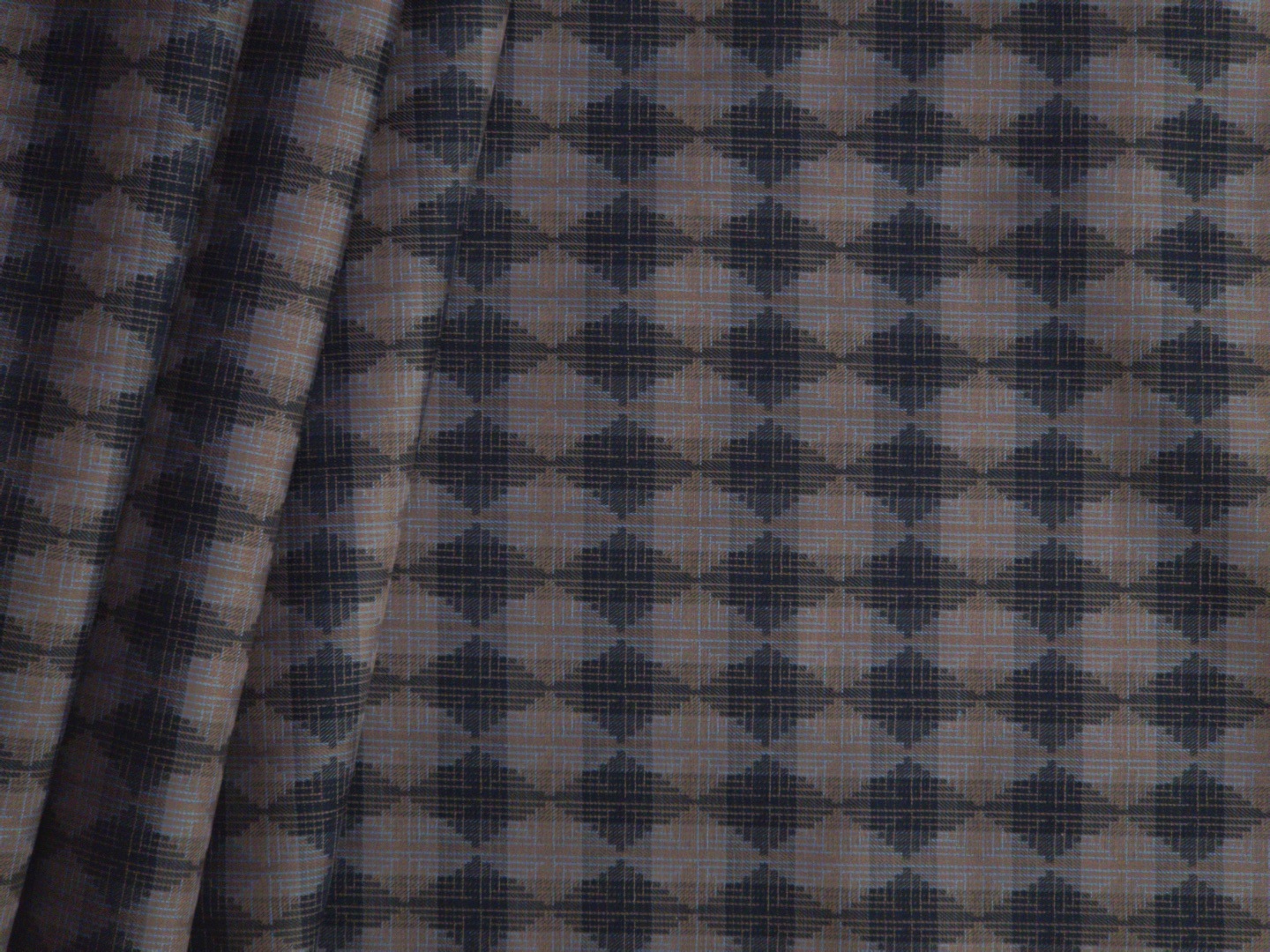 Baruche Abstract Pattern Cotton Shirting Fabric (Chestnut Brown & Dark Blue) - Image 3