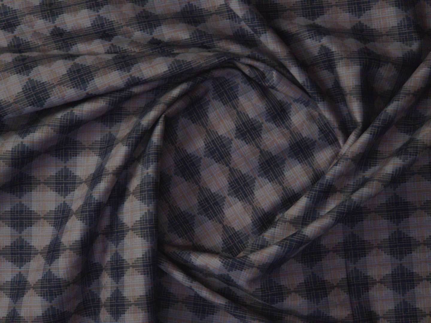 Baruche Abstract Pattern Cotton Shirting Fabric (Chestnut Brown & Dark Blue) - Image 4
