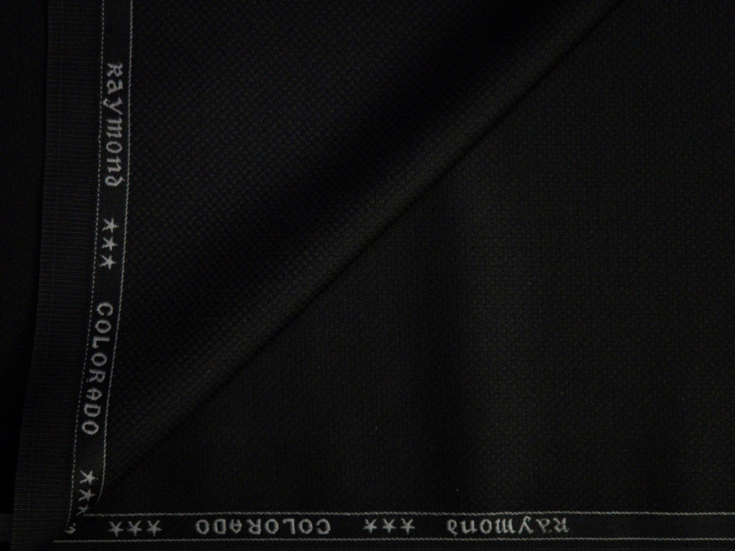 Raymond Men's Polyester Viscose Structured Suiting Fabric (Black)