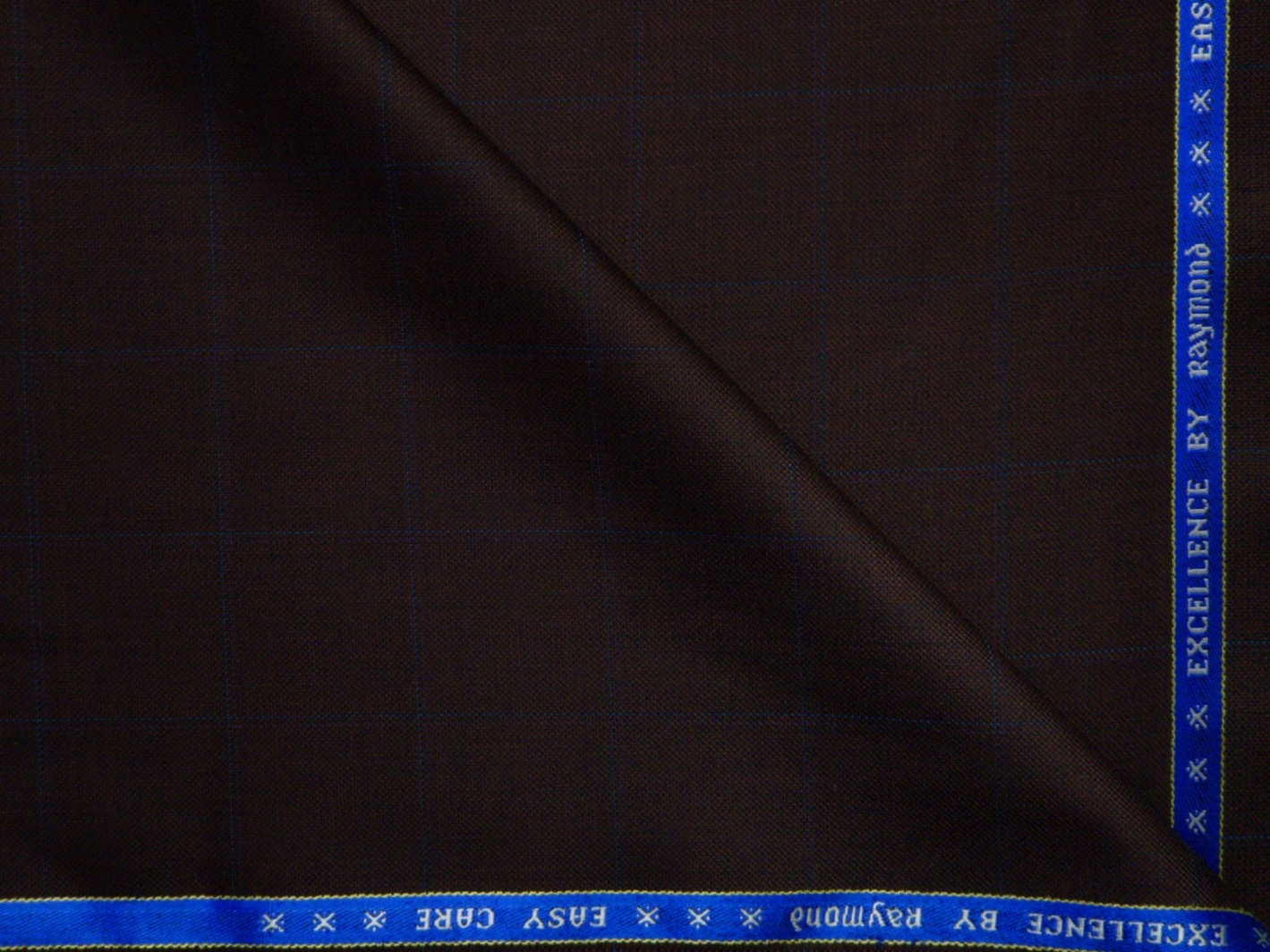 Raymond Men's 40% Wool Check Suiting Fabric (Dark Maroon & Sapphire Blue)