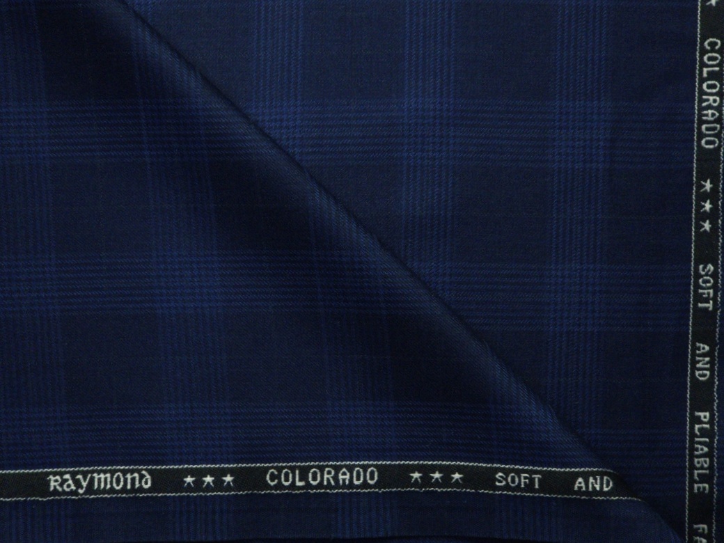 Raymond Men's Checks Polyester Viscose Suiting Fabric (Sapphire Blue and Royal Blue) - Image 2