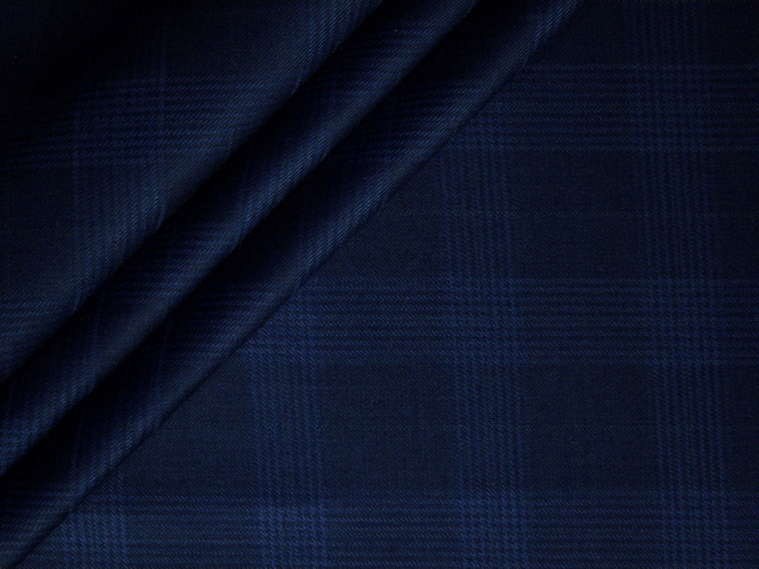 Raymond Men's Checks Polyester Viscose Suiting Fabric (Sapphire Blue and Royal Blue)